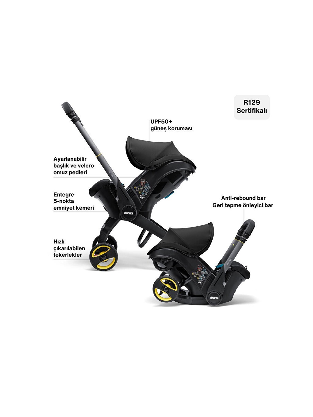 Bebek Arabasına Dönüşen İ-size Ana Kucağı Oto Koltuğu + Isofix Baza-2