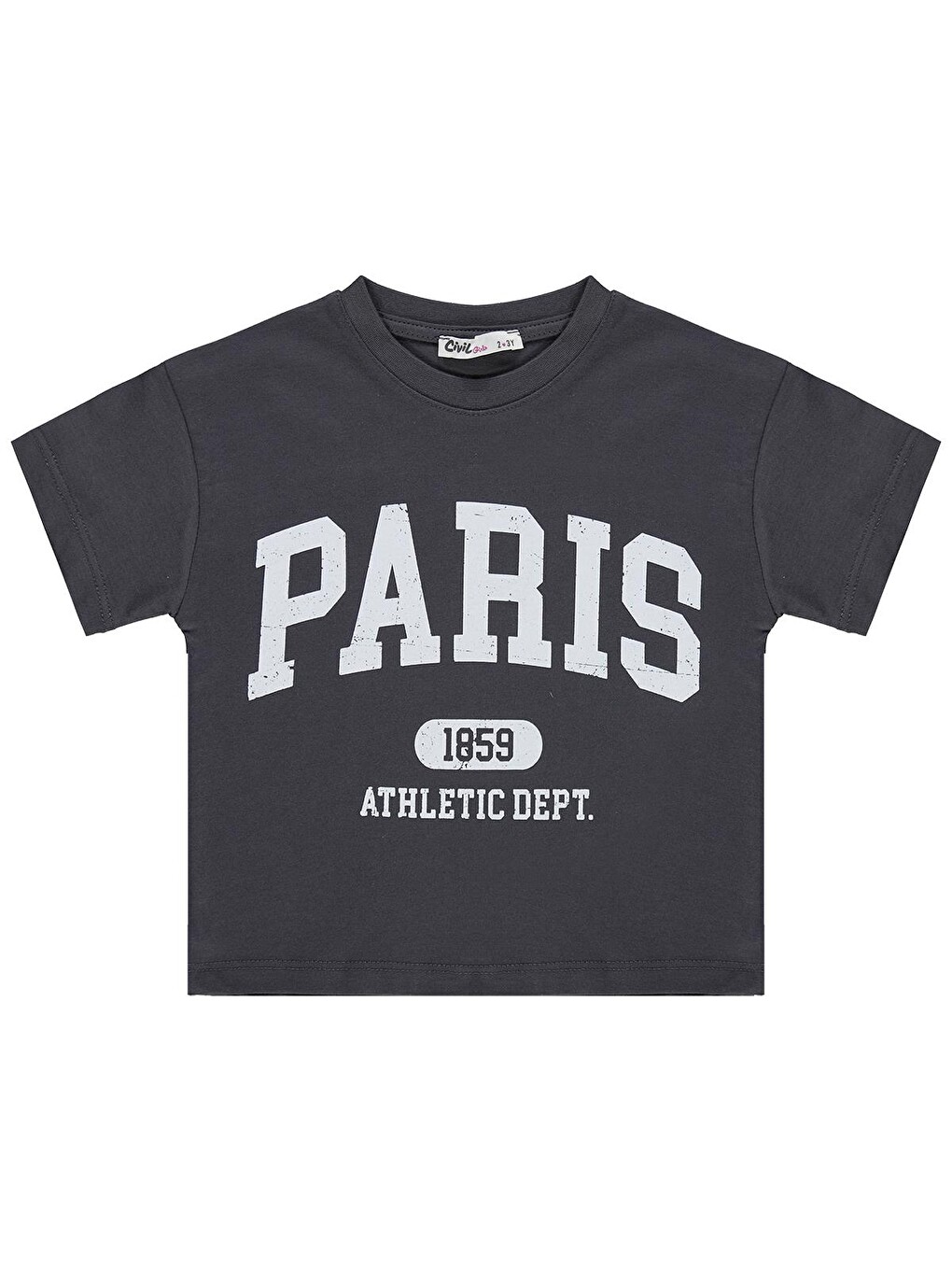 Antrasit Girls Paris Baskılı 2-5 Yaş Tişört - Gri