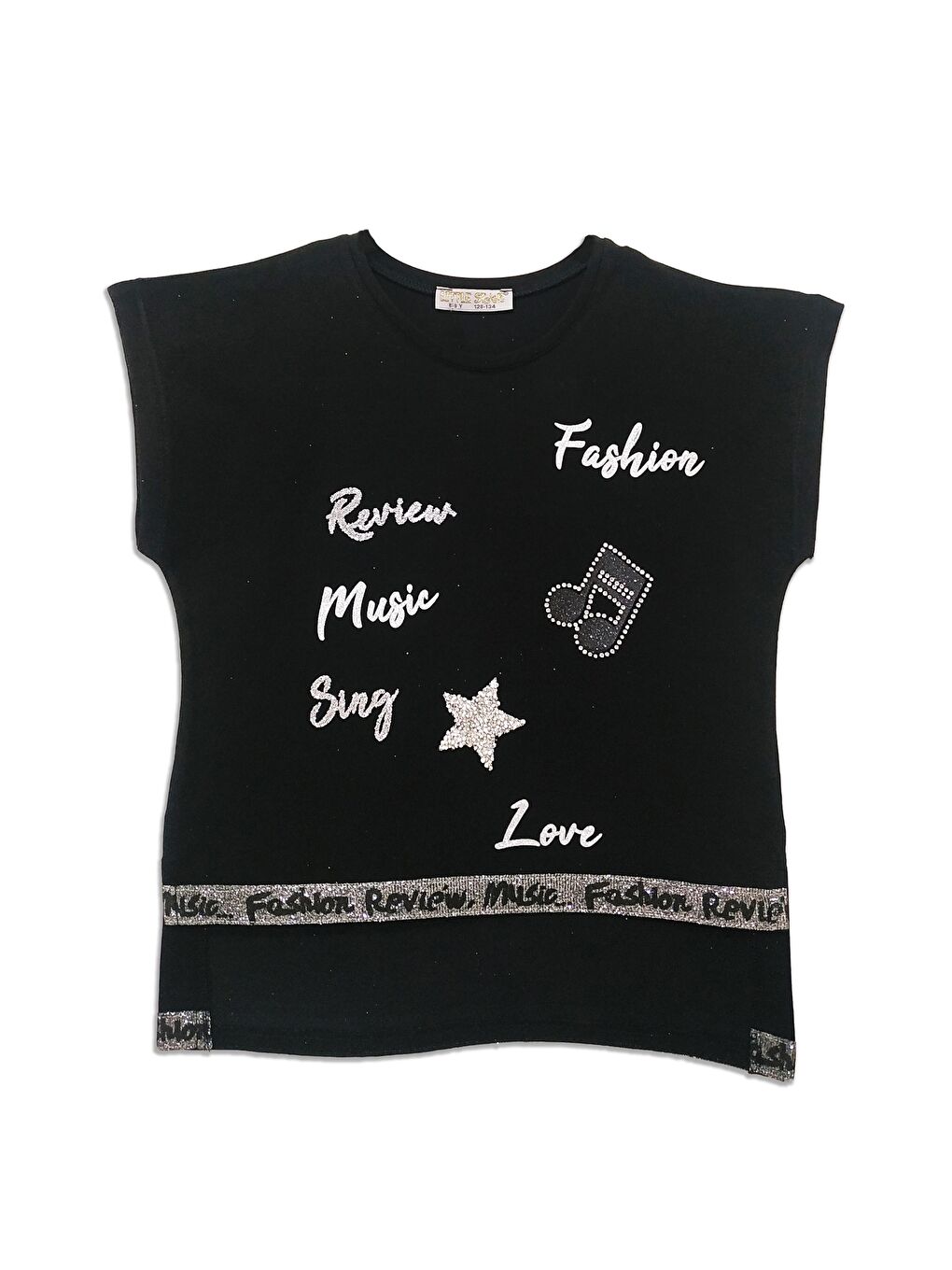 Siyah Kız Çocuk Önü Şerit Sweet Bluz-1