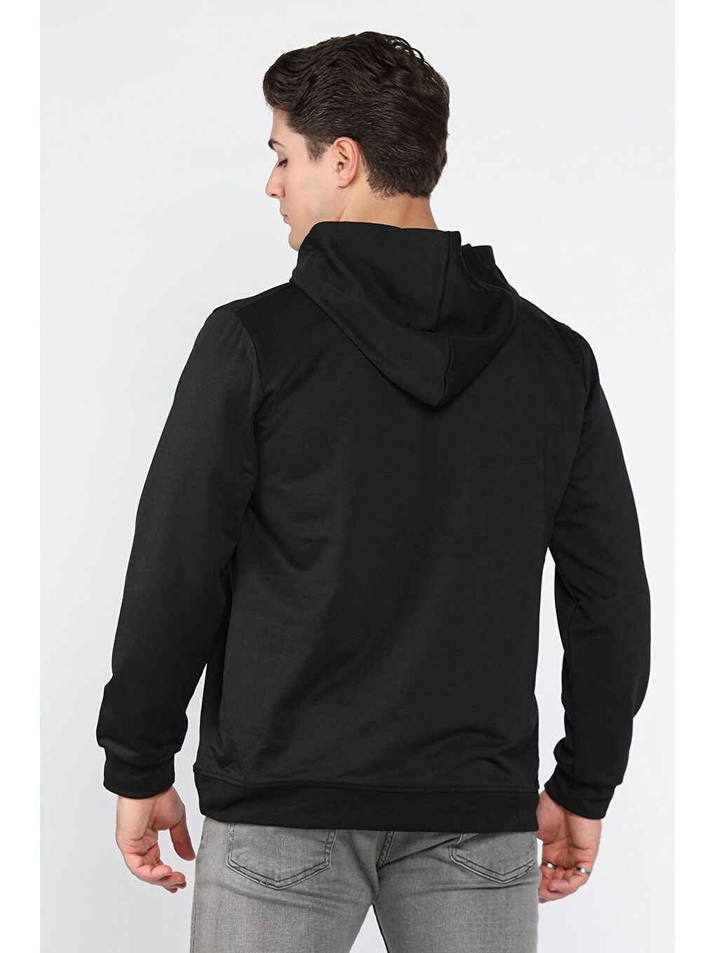 Siyah Kapüşonlu Kanguru Cepli Erkek Sweatshirt-2