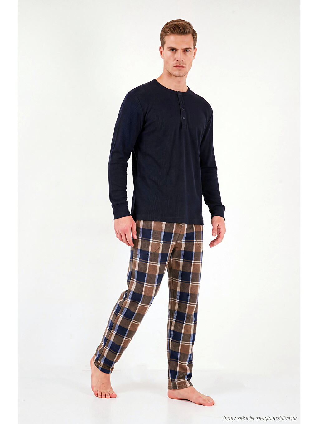 Kahverengi Lastikli Bel Düz Paça Yumuşak Dokulu Polar Pijama Altı 6098001-2