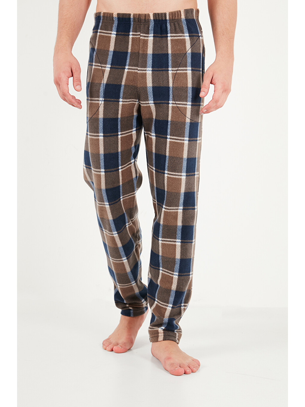 Kahverengi Lastikli Bel Düz Paça Yumuşak Dokulu Polar Pijama Altı 6098001-3