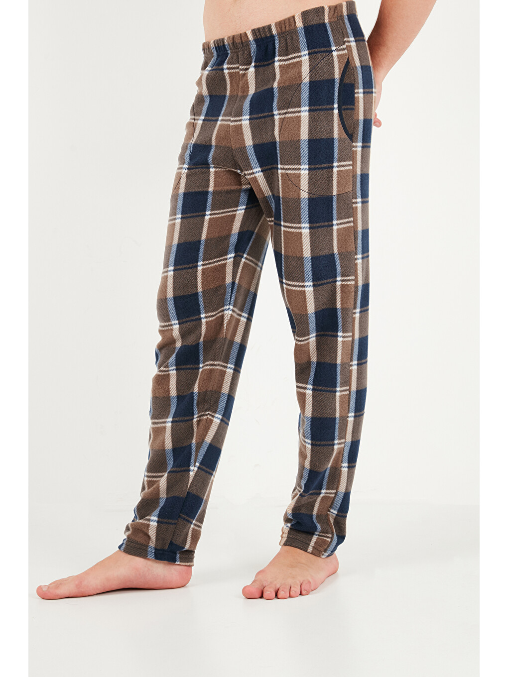 Kahverengi Lastikli Bel Düz Paça Yumuşak Dokulu Polar Pijama Altı 6098001-4