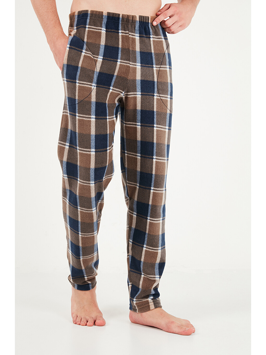 Kahverengi Lastikli Bel Düz Paça Yumuşak Dokulu Polar Pijama Altı 6098001-5