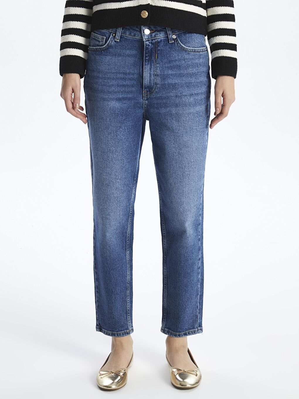 Dexia Koyu İndigo Paris - Mom Jeans Denim Pantolon - Mid-Dark Renk - 2