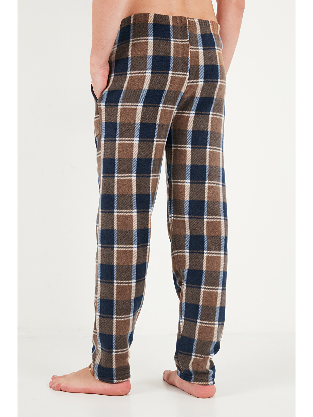 Kahverengi Lastikli Bel Düz Paça Yumuşak Dokulu Polar Pijama Altı 6098001-6