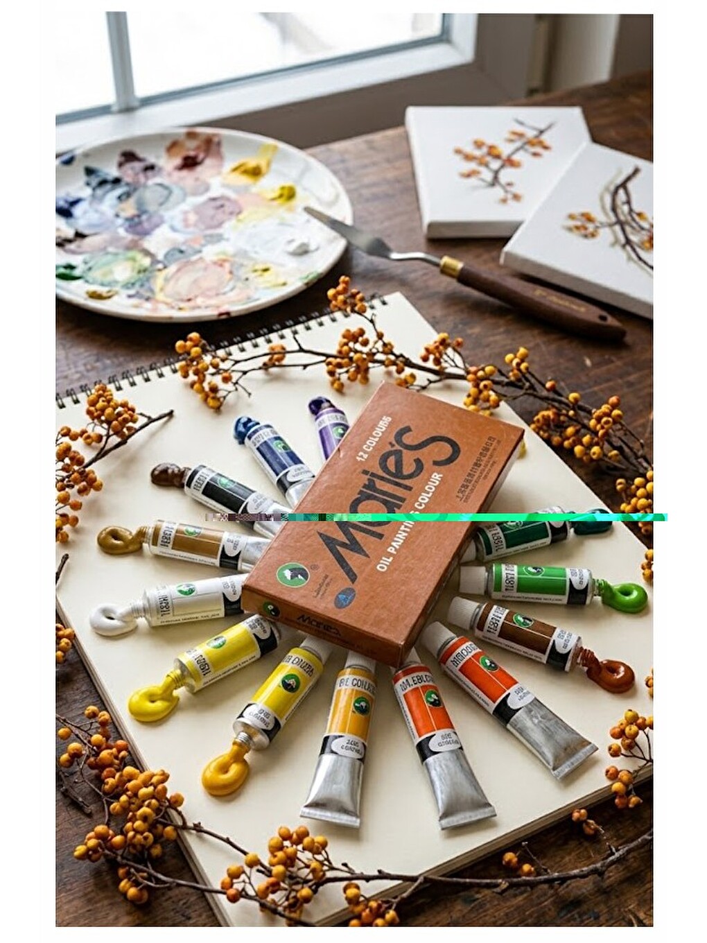 Yağlı Boya 12 Renk 12 Ml 1 Paket Maries Yağlı Boya Seti 12 Li Ahşap Tuval Taş Ağaç Boyamalar İçin İd-3