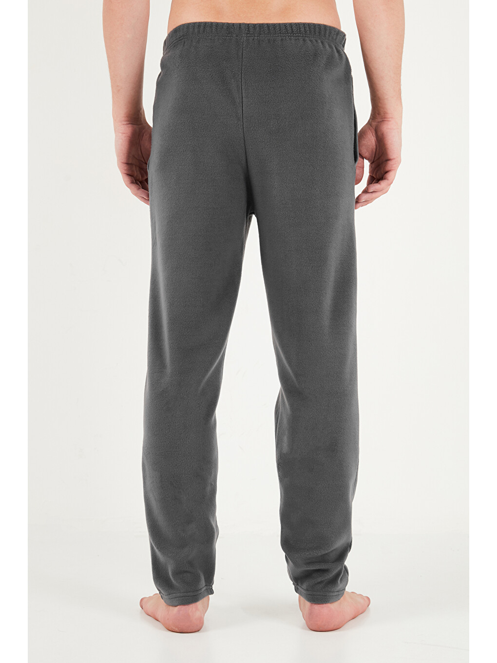 Antrasit Lastikli Bel Düz Paça Yumuşak Dokulu Polar Pijama Altı 6098001-6