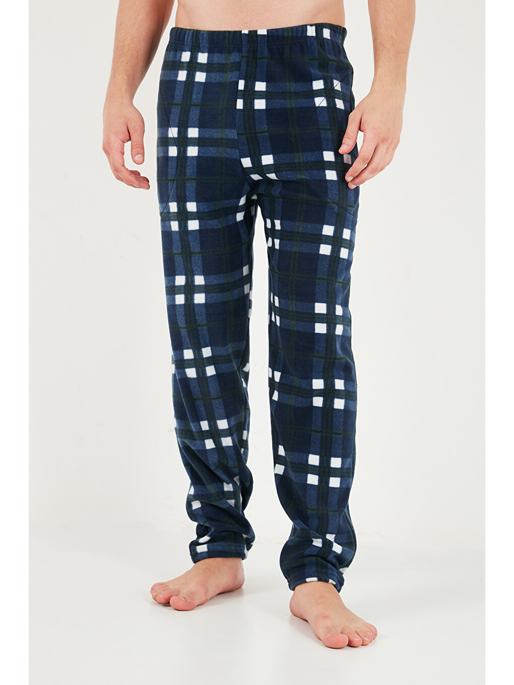 Lacivert Lastikli Bel Düz Paça Yumuşak Dokulu Polar Pijama Altı 6098001-3