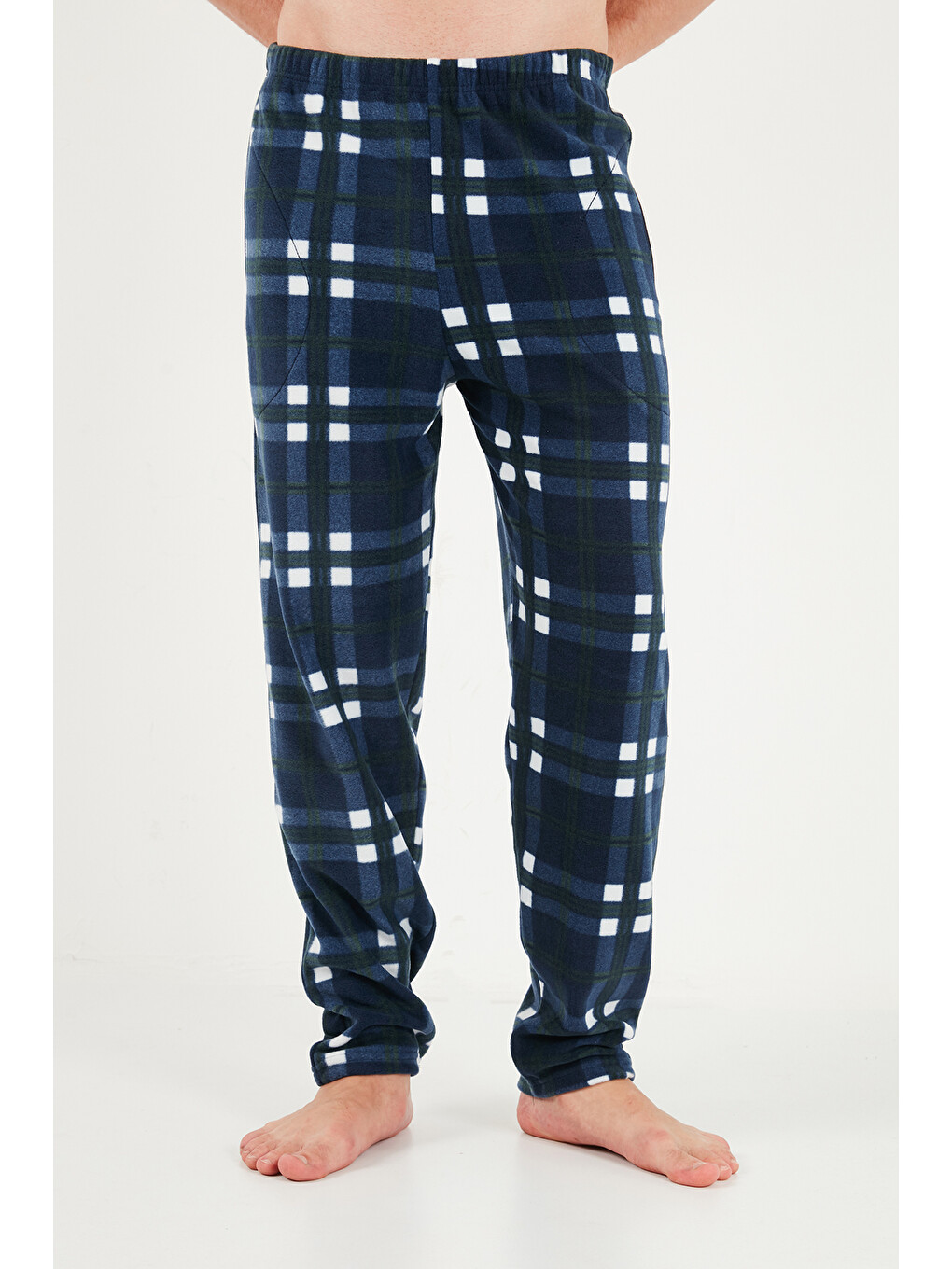 Lacivert Lastikli Bel Düz Paça Yumuşak Dokulu Polar Pijama Altı 6098001-4