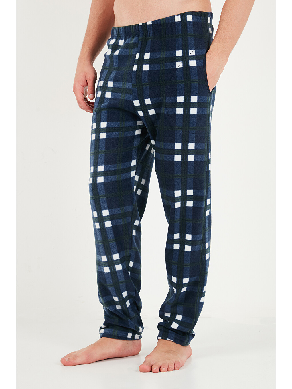 Lacivert Lastikli Bel Düz Paça Yumuşak Dokulu Polar Pijama Altı 6098001-5