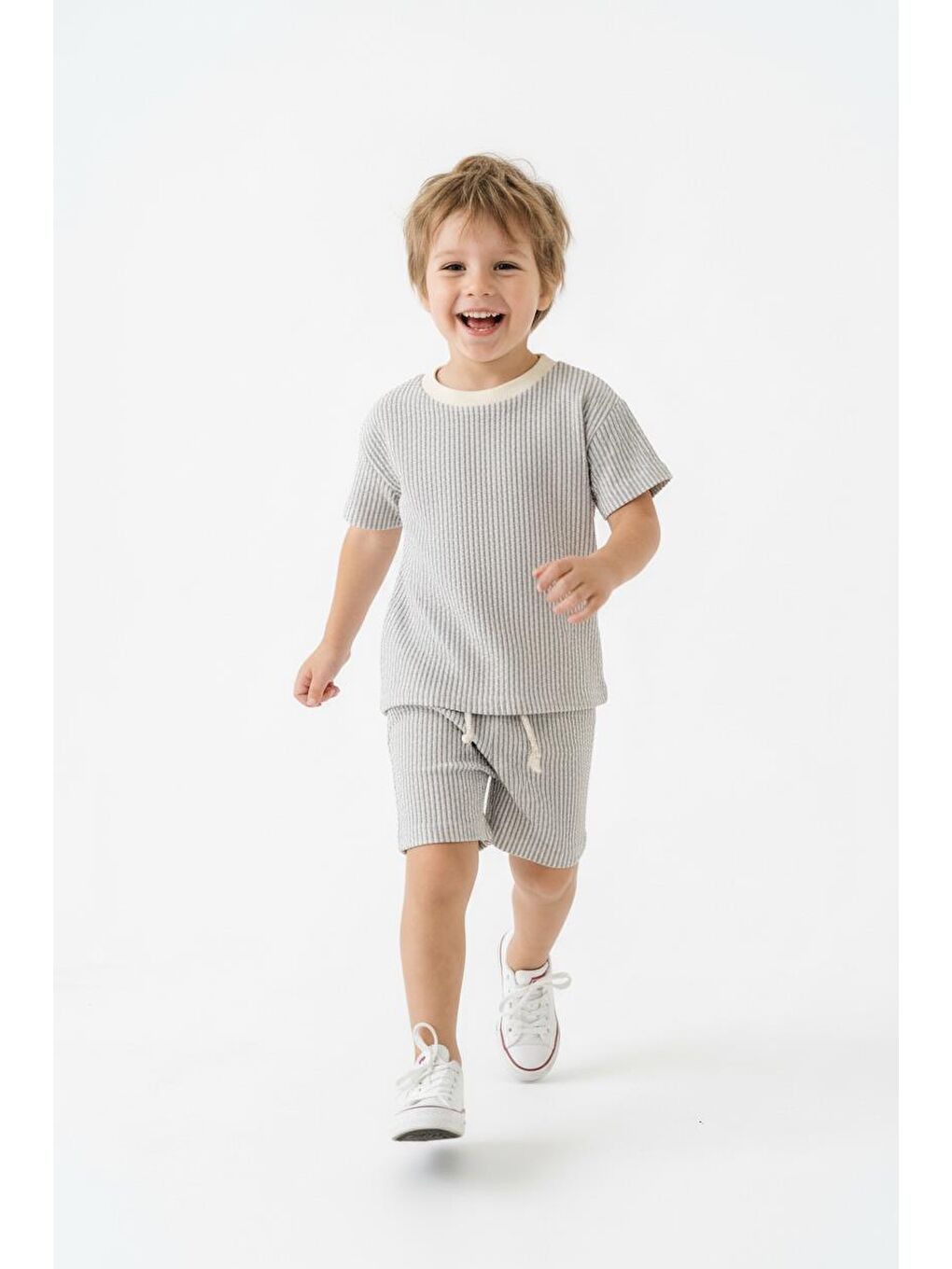 Bej Bürümcük Şort Tişört 2li Takım-2