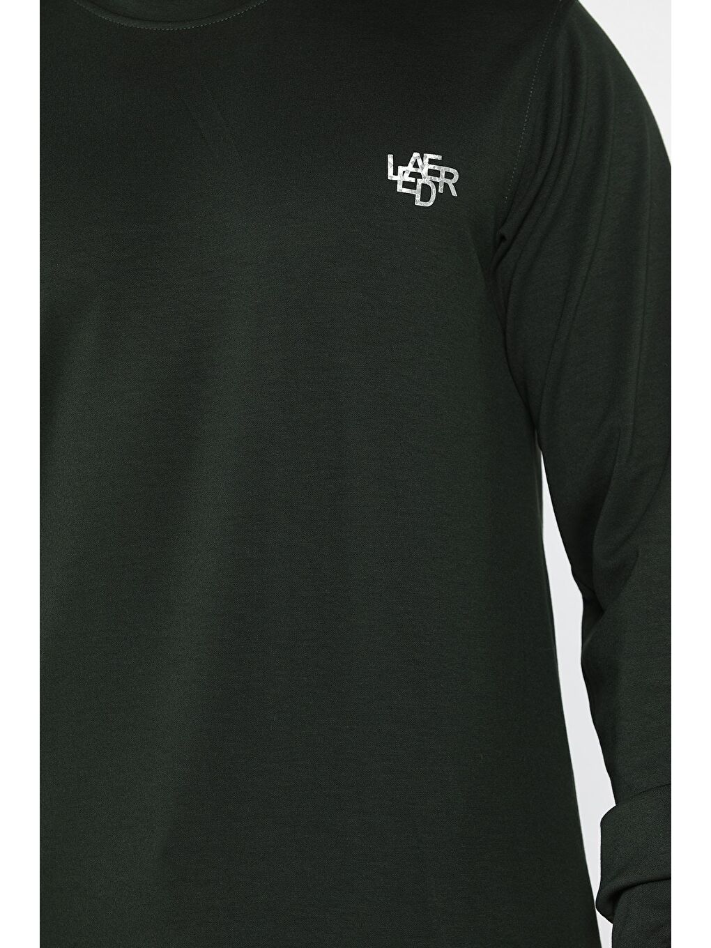 Yeşil Erkek Bisiklet Yaka Baskılı Sweatshirt-3