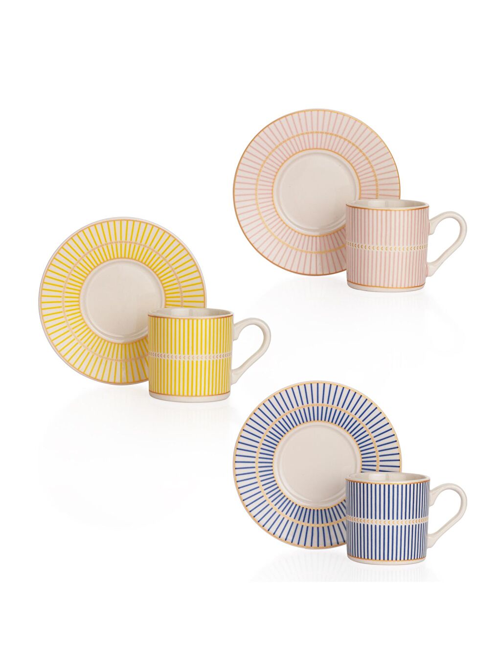 Turuncu Fun 6 Kişilik Kahve Fincan Seti-12 Parça-Çok Renkli-1