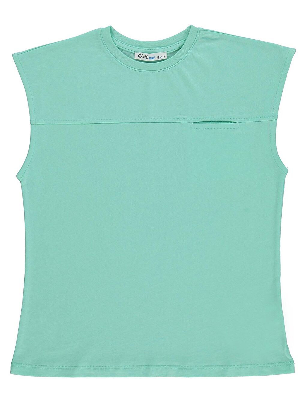 Boys Basic Sıfır Kol 10-13 Yaş Tişört - Yeşil