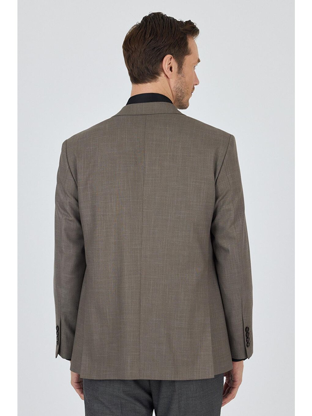 Kahverengi Koyu Vizon Mono Yaka Bez Ayağı Tam Astar Esnek 4 Drop Comfort Fit Classic Ceket 1002250155-4