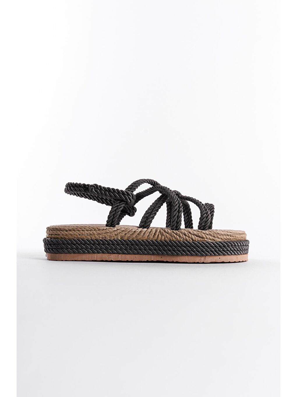 Siyah Dolgu Topuk İpli Kadın Sandalet-1