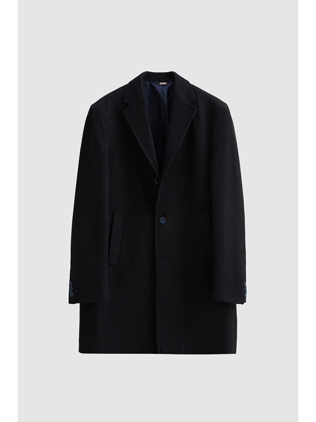 Regular Fit Lacivert Mono Yaka Kaşe Kaban-4