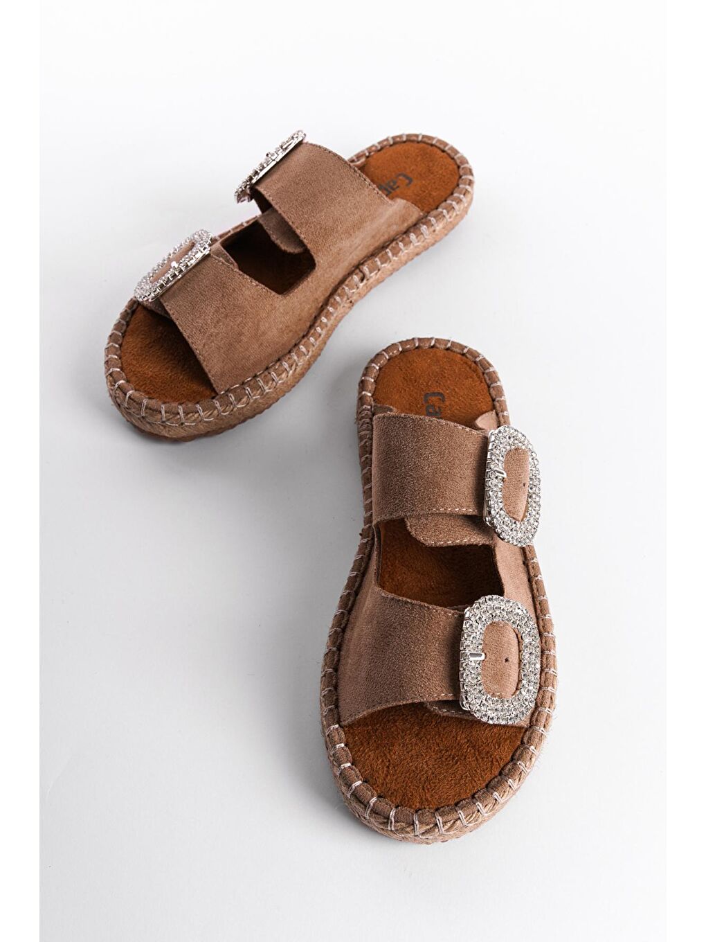 Capone Outfitters Bej Taşlı Kadın Espadril Terlik - 3