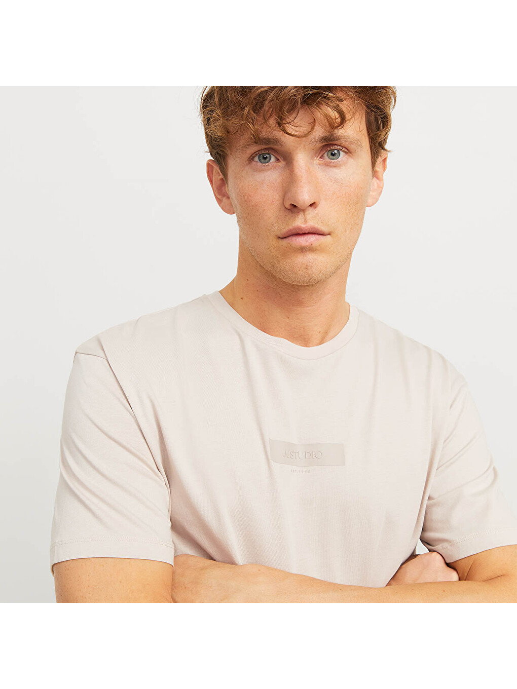 Taka Crew Neck Erkek Bej Yuvarlak Yaka Spor Tişört-2