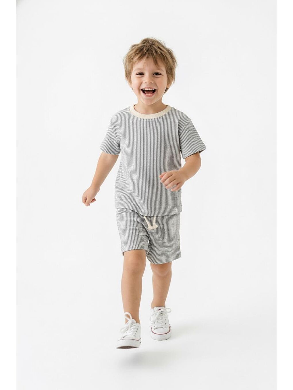 Bej Bürümcük Şort Tişört 2li Takım-2