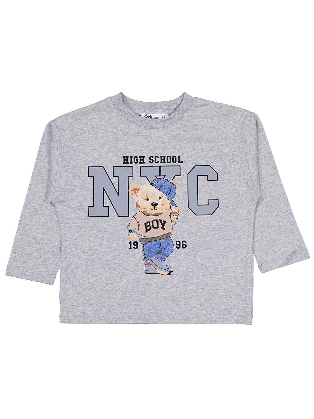 Boys Nyc Ayı Baskılı 2-5 Yaş Sweatshirt - Gri