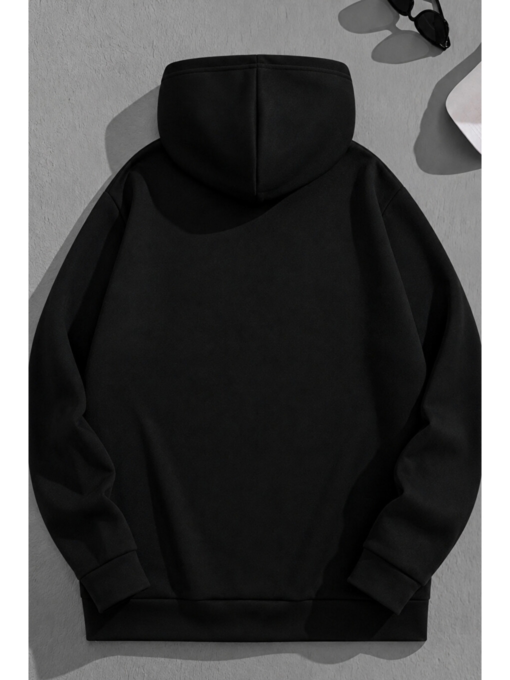 Unisex 3 İplik Pamuklu Siyah Michigan Baskı Bol Kalıp Sweatshirt Hoodie-1