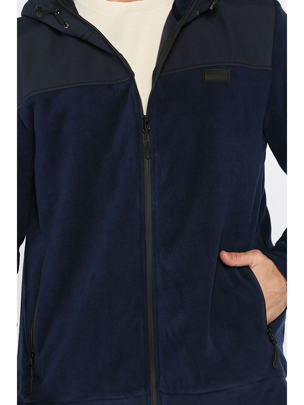 Lacivert Kapüşonlu Polar Sweatshirt-3