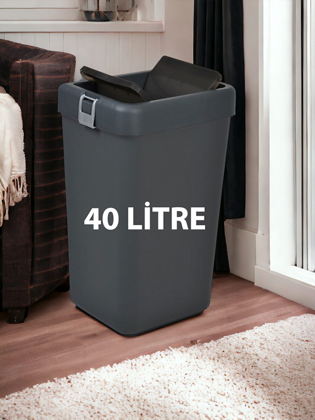 Motek Comfort Dustbin 40 Litre Çöp Kutusu Kovası Antrasit