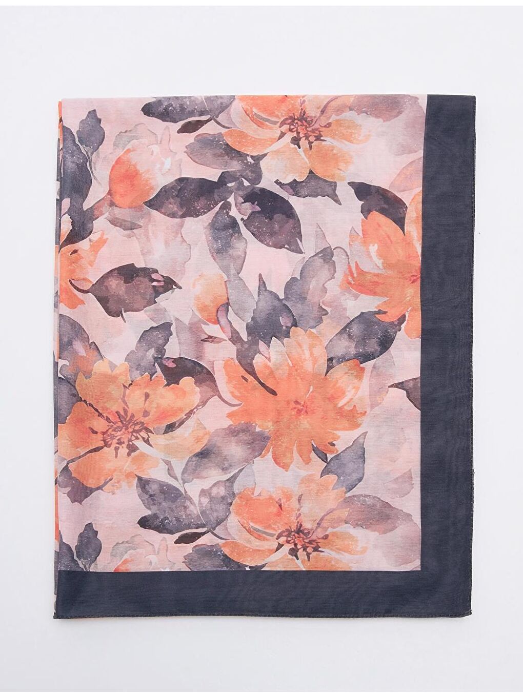 Turuncu Zarif Desenli Şal