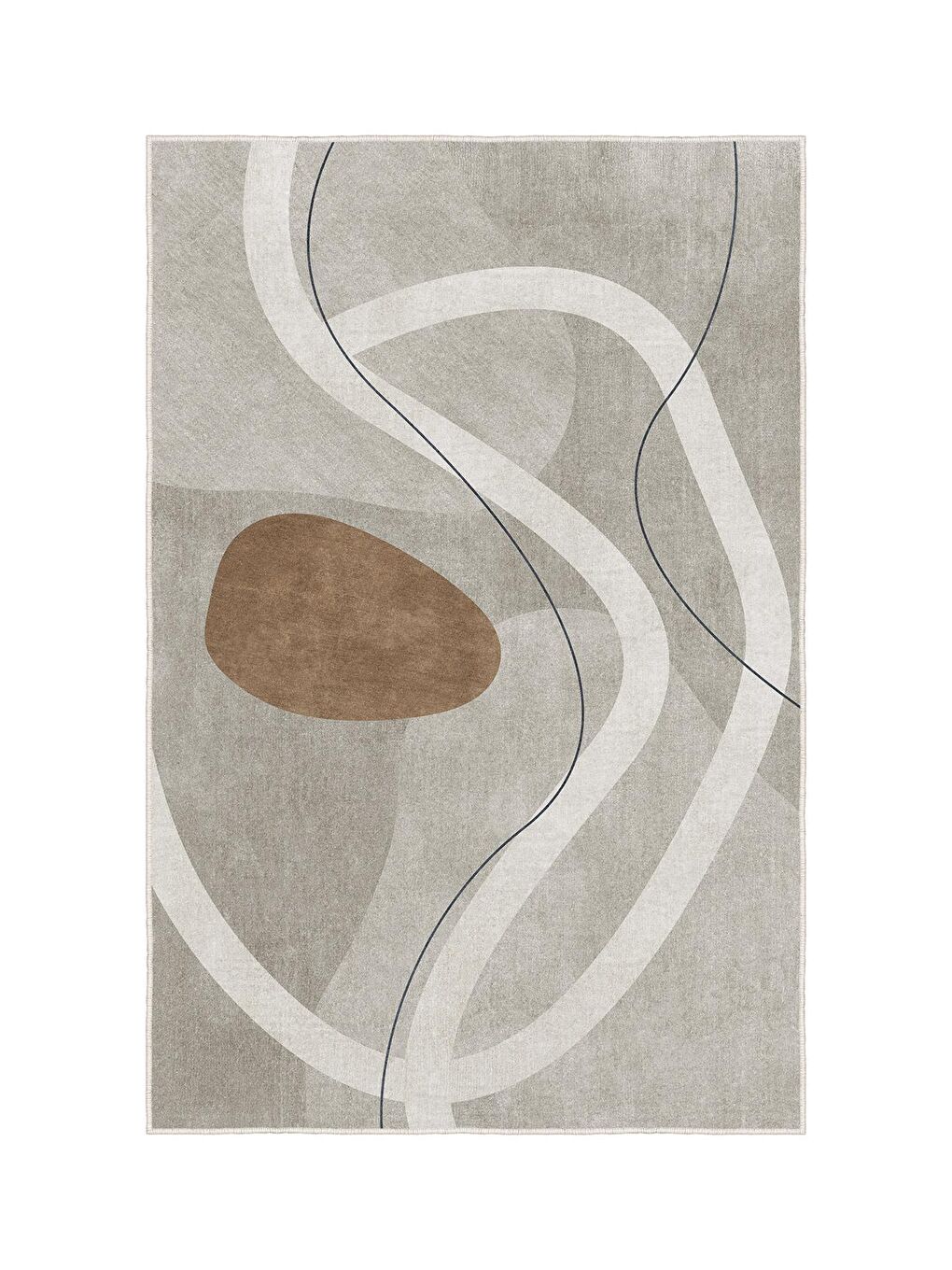 Bej Özel Tasarım, Kaymaz Taban, İnce, Yıkanabilir, Modern Halı WOOKECE1502 160x230-3