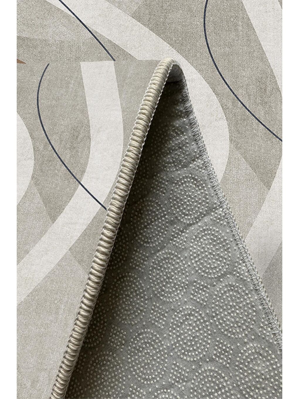 Bej Özel Tasarım, Kaymaz Taban, İnce, Yıkanabilir, Modern Halı WOOKECE1502 160x230-5