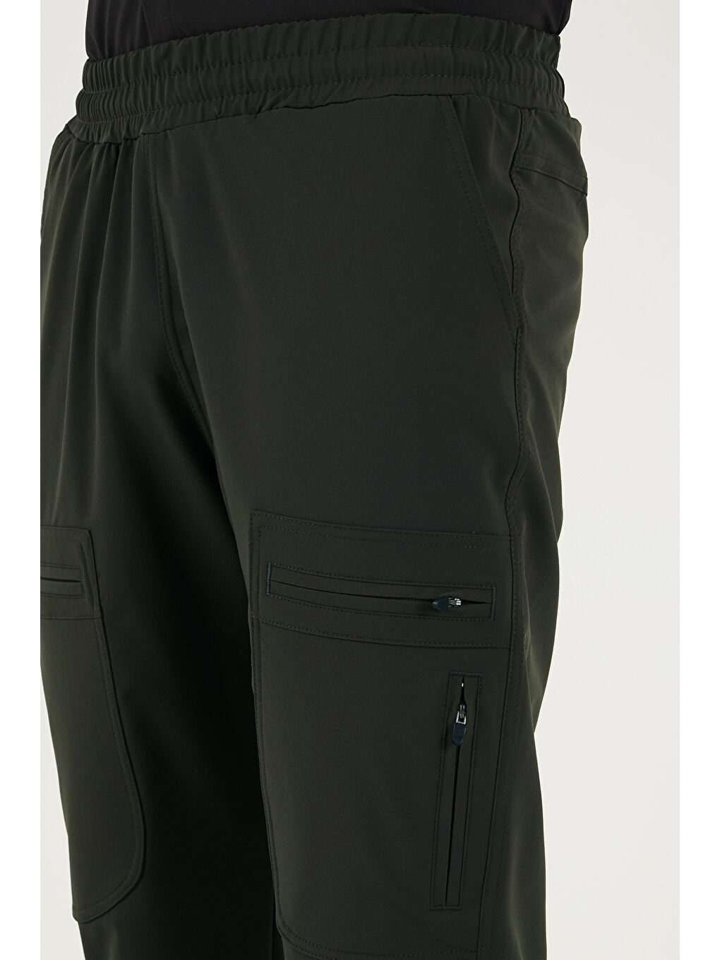 Haki Normal Kalıp Kargo Cepli Lastikli Bel Trekking ve Kurye Pantolon 693710-5