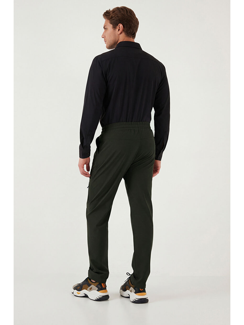 Haki Normal Kalıp Kargo Cepli Lastikli Bel Trekking ve Kurye Pantolon 693710-6