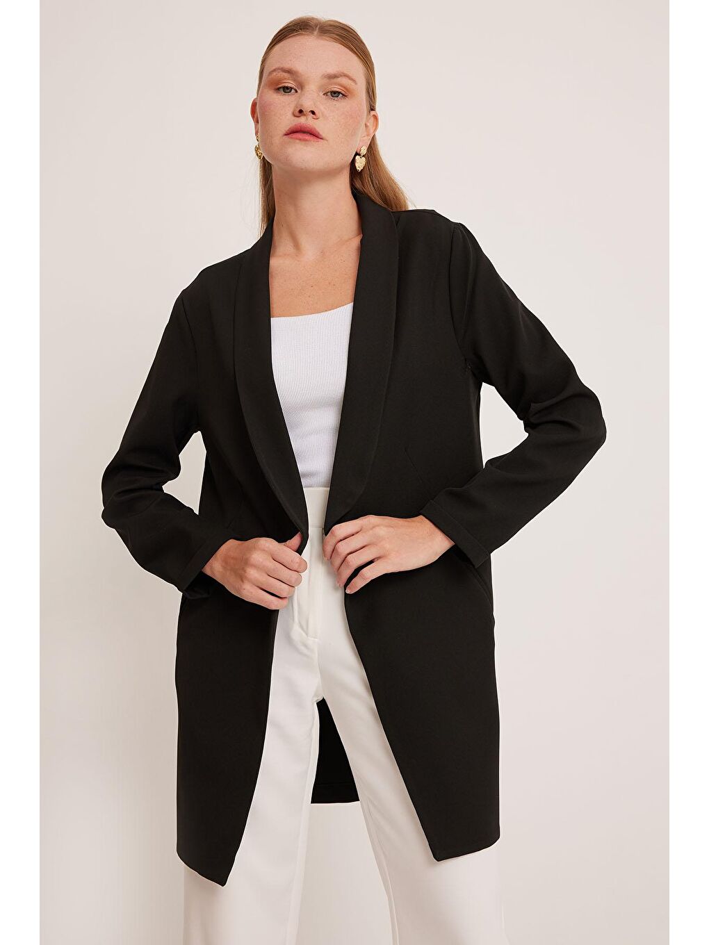 Kadın Siyah Uzun Blazer Ceket 0705