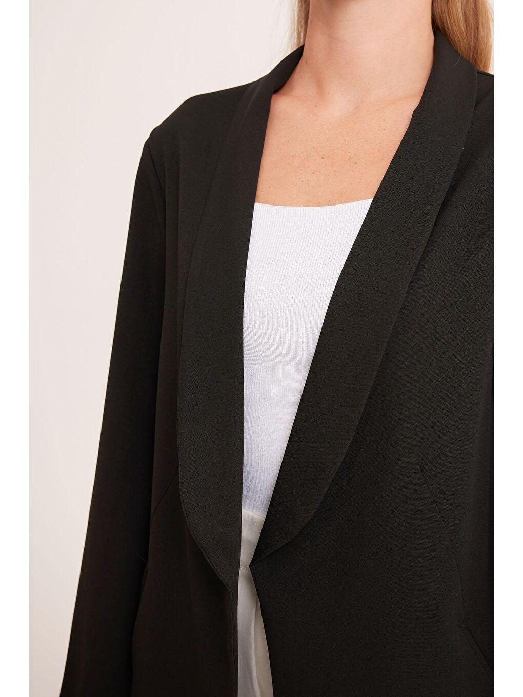 Kadın Siyah Uzun Blazer Ceket 0705-3