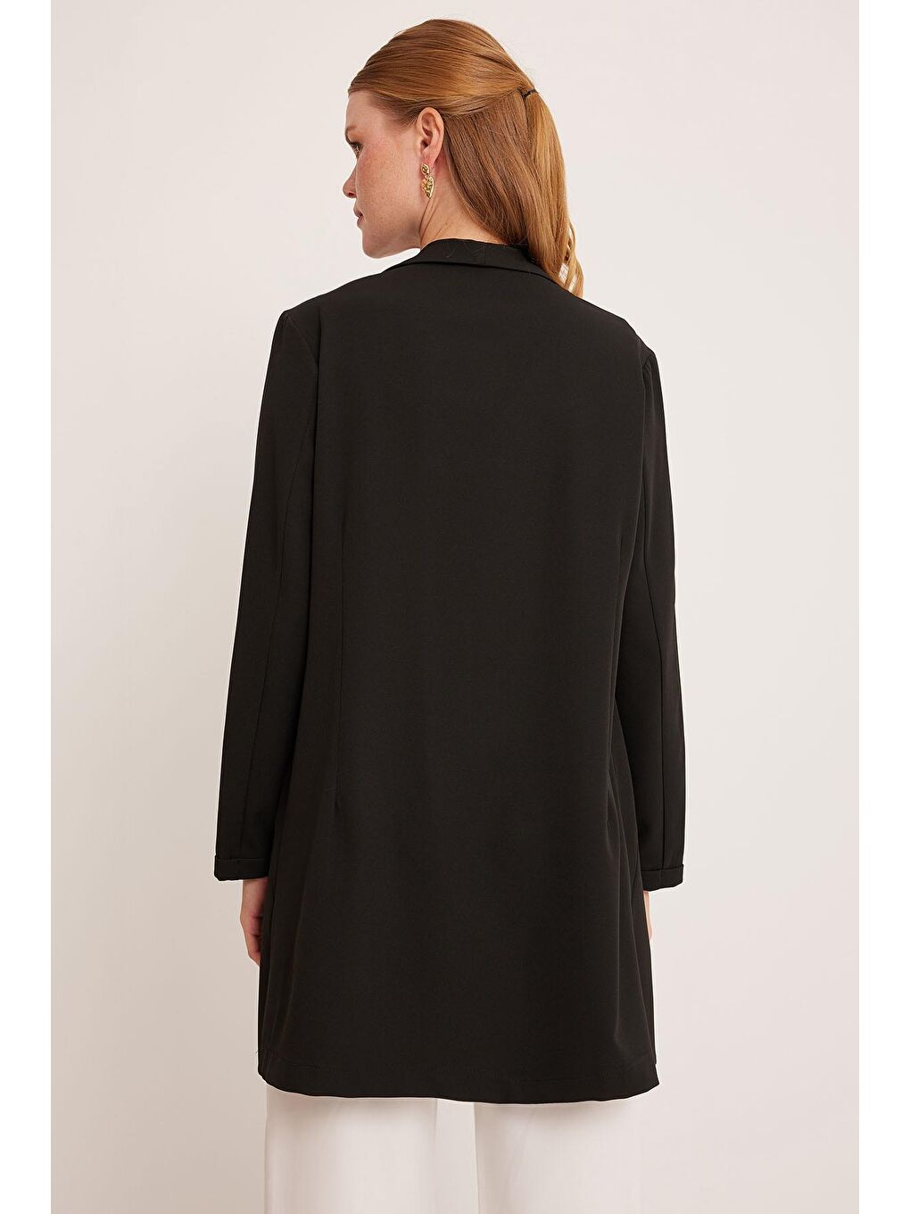 Kadın Siyah Uzun Blazer Ceket 0705-4