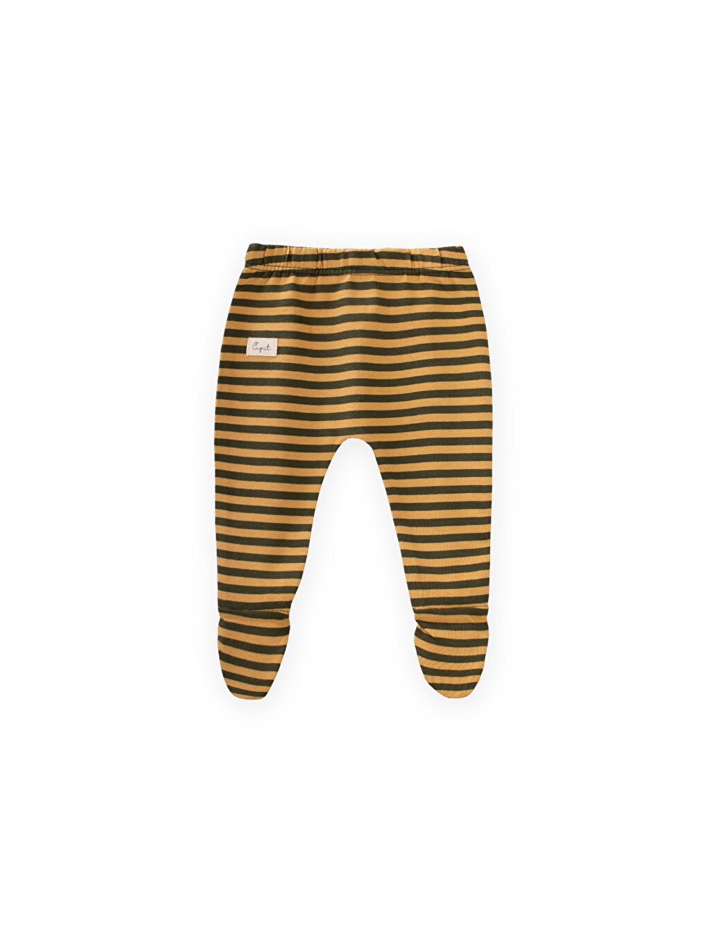 Sarı Ayaklı Bebe Pantolon 0-6 Ay Hardal Haki Çizgili
