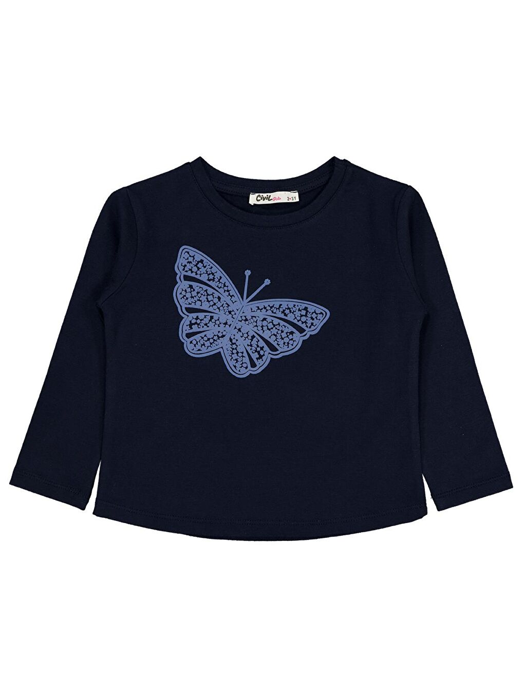Girls Kelebek Baskılı 2-5 Yaş Sweatshirt - Lacivert