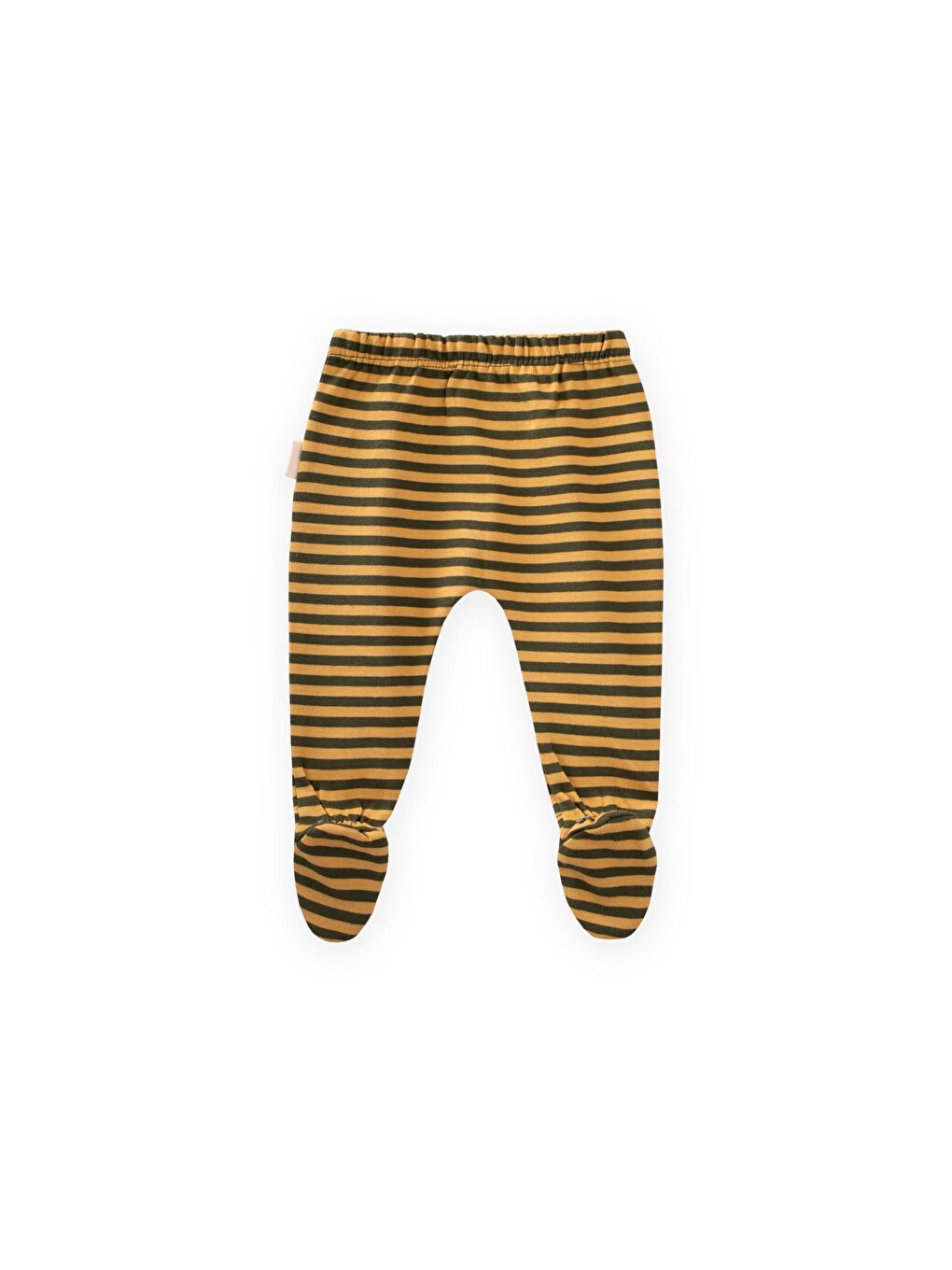 Sarı Ayaklı Bebe Pantolon 0-6 Ay Hardal Haki Çizgili-1