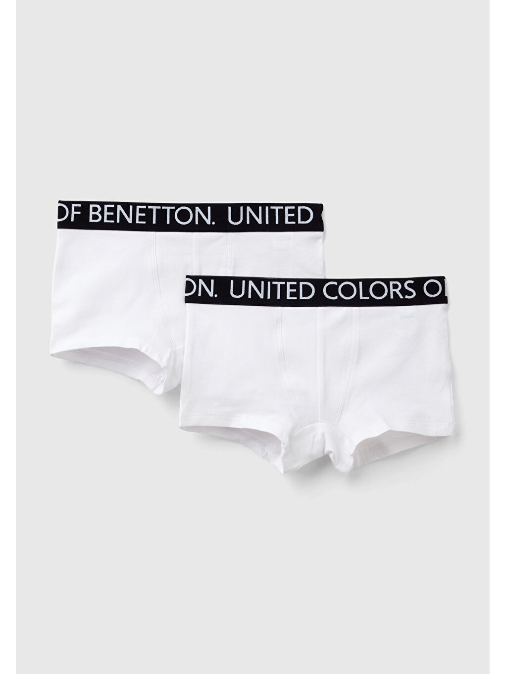 United Colors Of Benetton Erkek Çocuk Beyaz Beli Logo Baskılı 2'li Boxer Seti