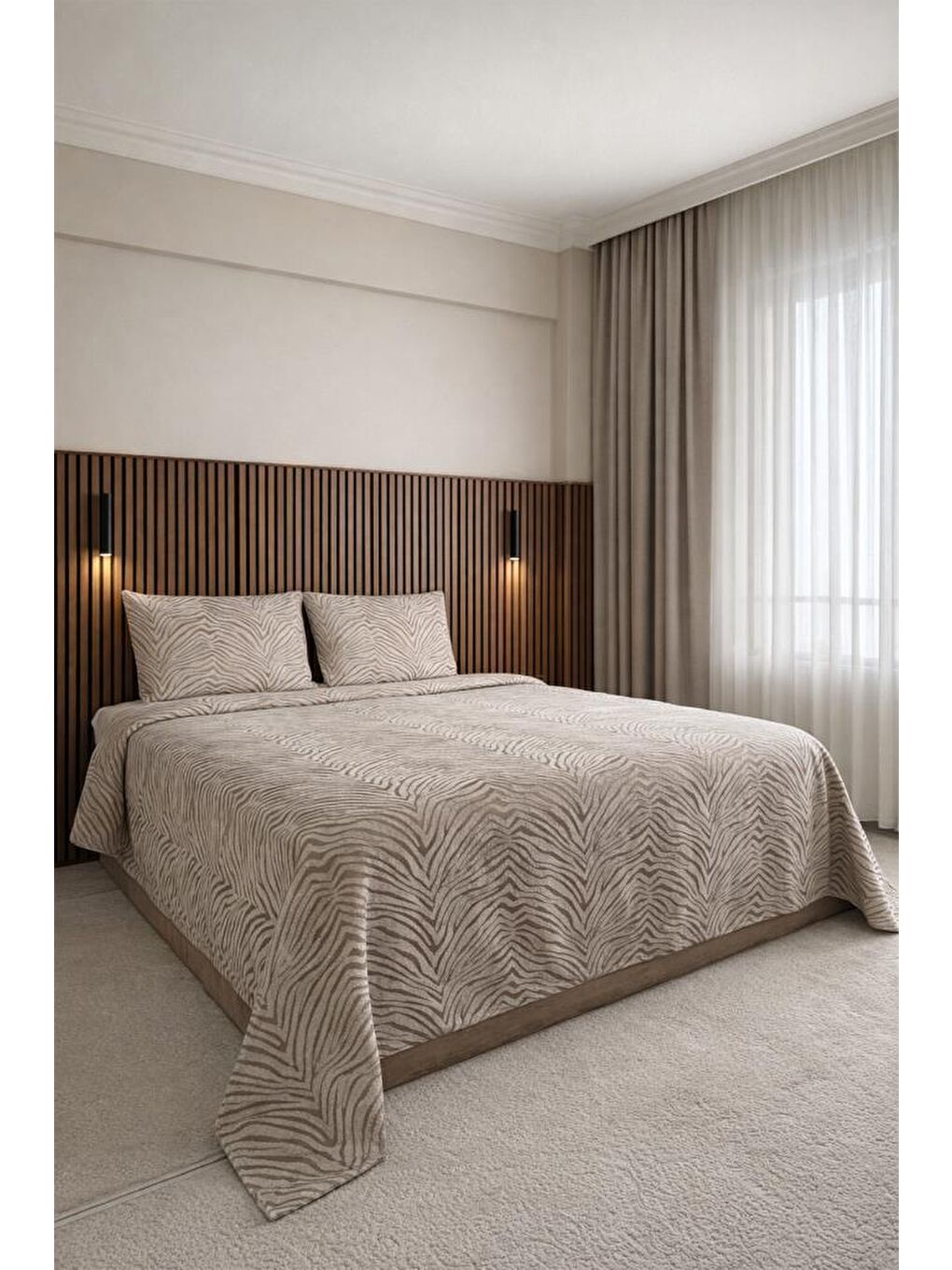 Karışık Moire 3 Parça Çift Kişilik Yatak Örtüsü 235x245 cm