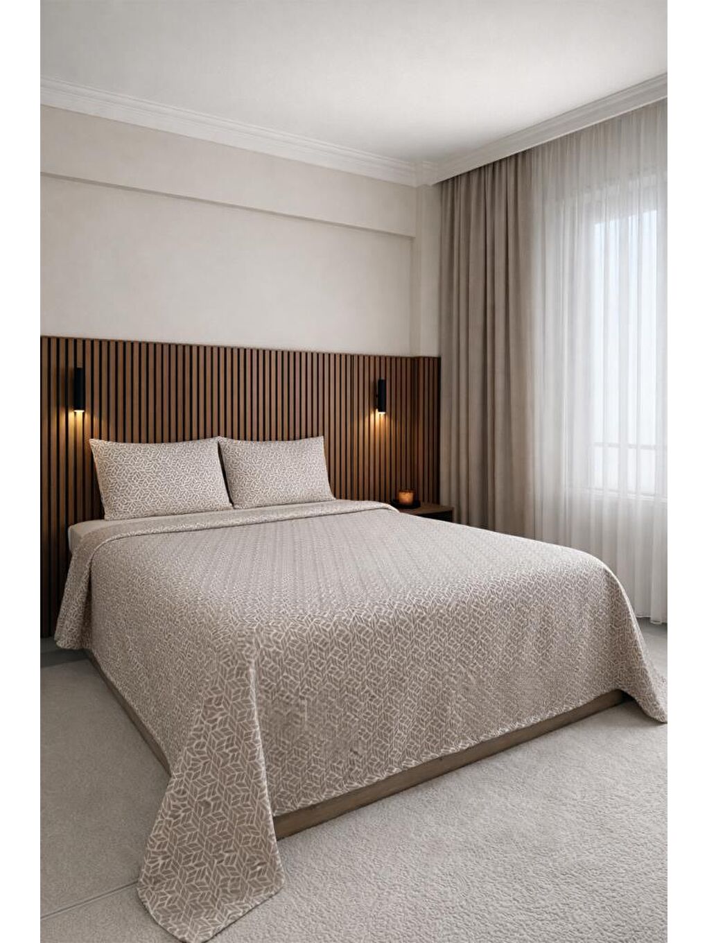 Karışık Salvia 3 Parça Çift Kişilik Yatak Örtüsü 235x245 cm