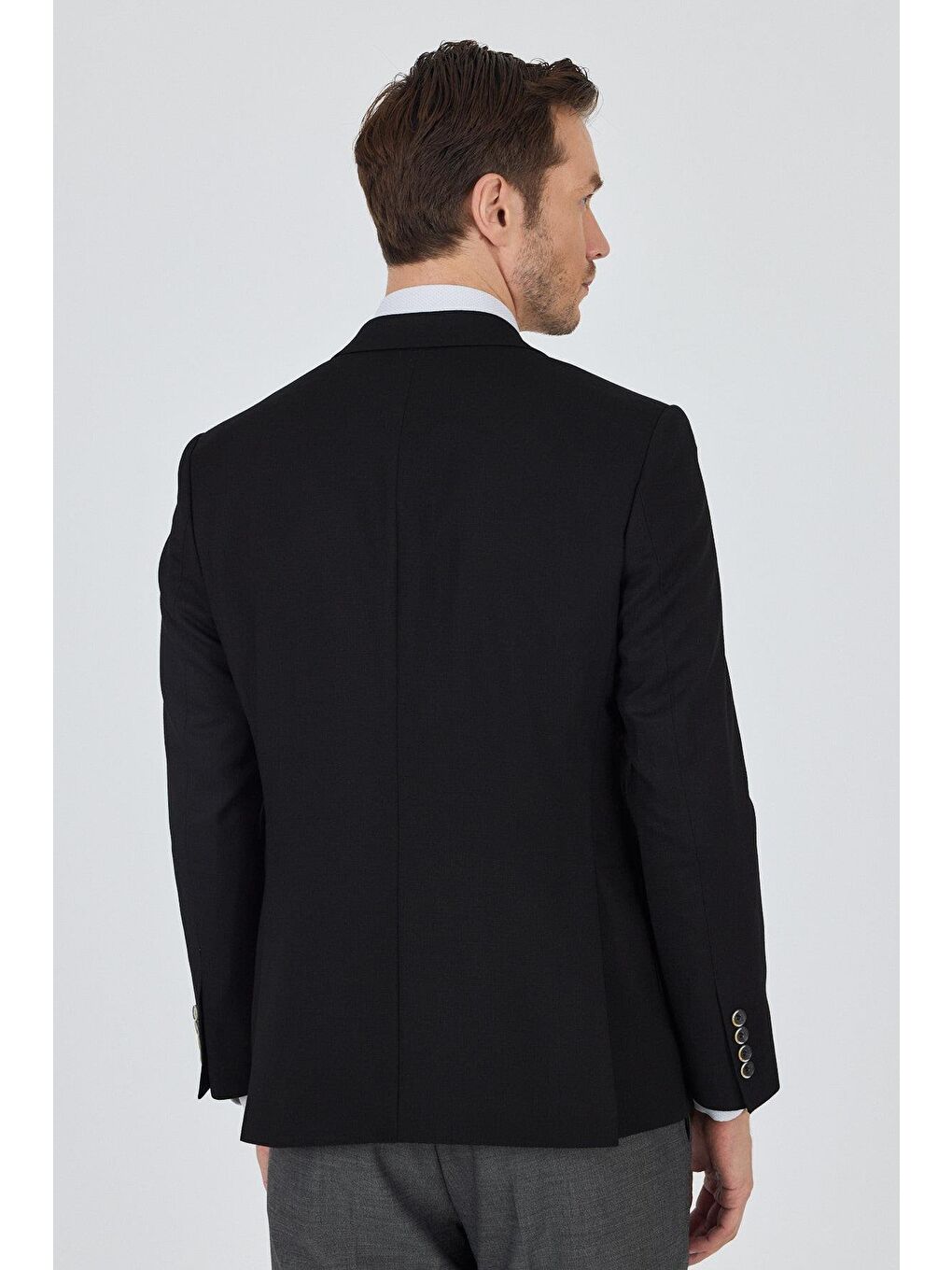 Siyah Kılıç Yaka   Esnek 6 Drop Slim Fit Classic  Ceket 1002250124-4