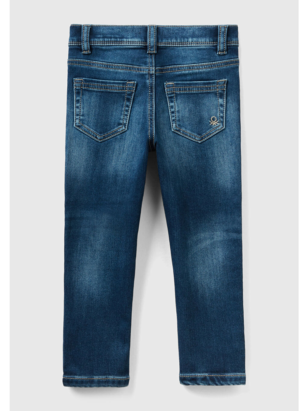 Mavi Erkek Çocuk Koyu Denim Arka Cebi Logolu 5 Cepli Dar Kesim Denim Pantolon-1