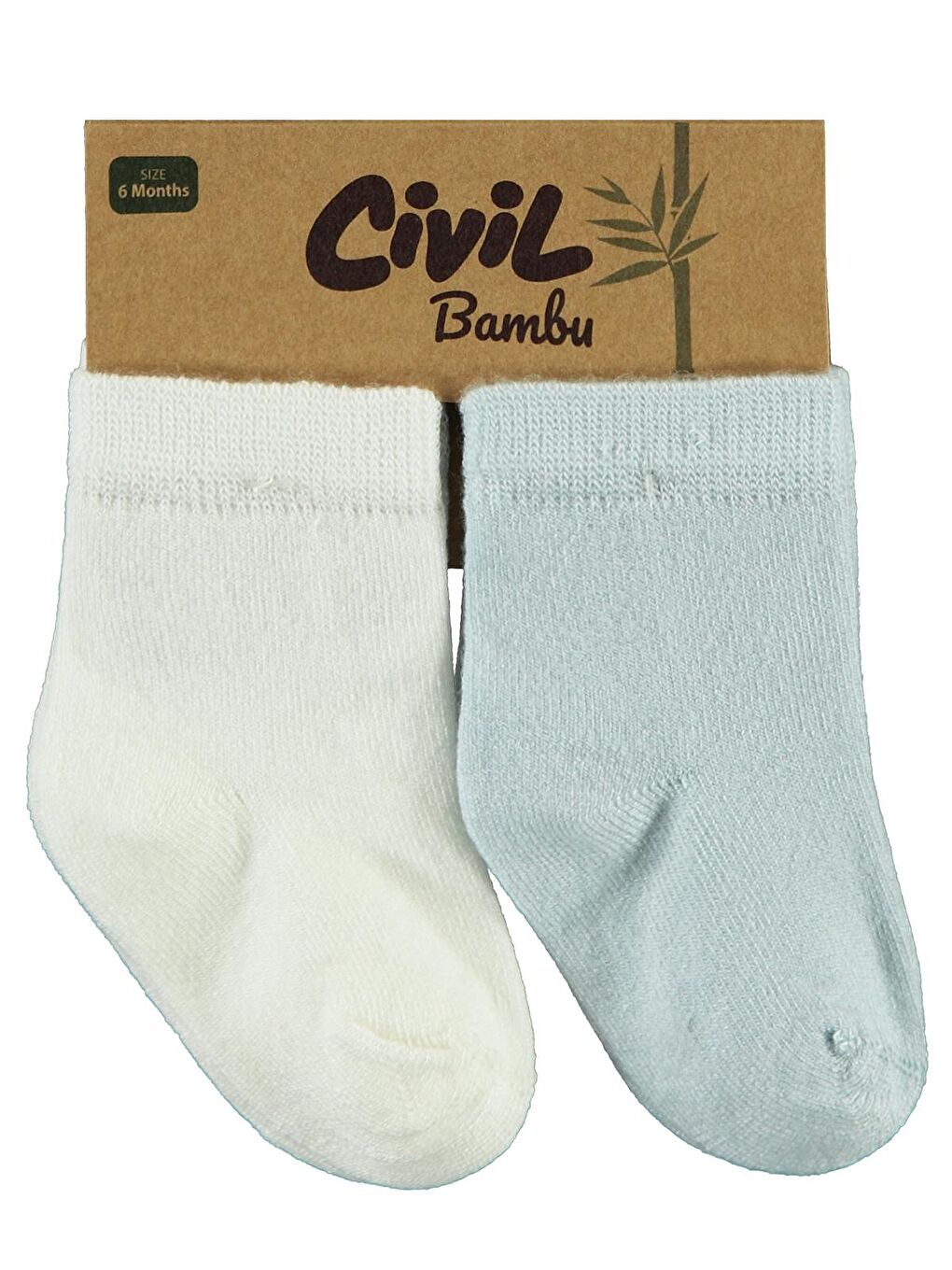 Civil Bebek 2'li Bambu Çorap Set 6-18 Ay Ekru-Mavi