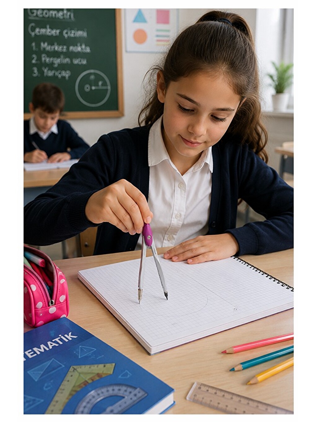 Siyah Metal Pergel 1 Adet Maped 119450 Pergel Seti Teknik Çizim Matematik Geometri Pergel Yedek Uçlu-1