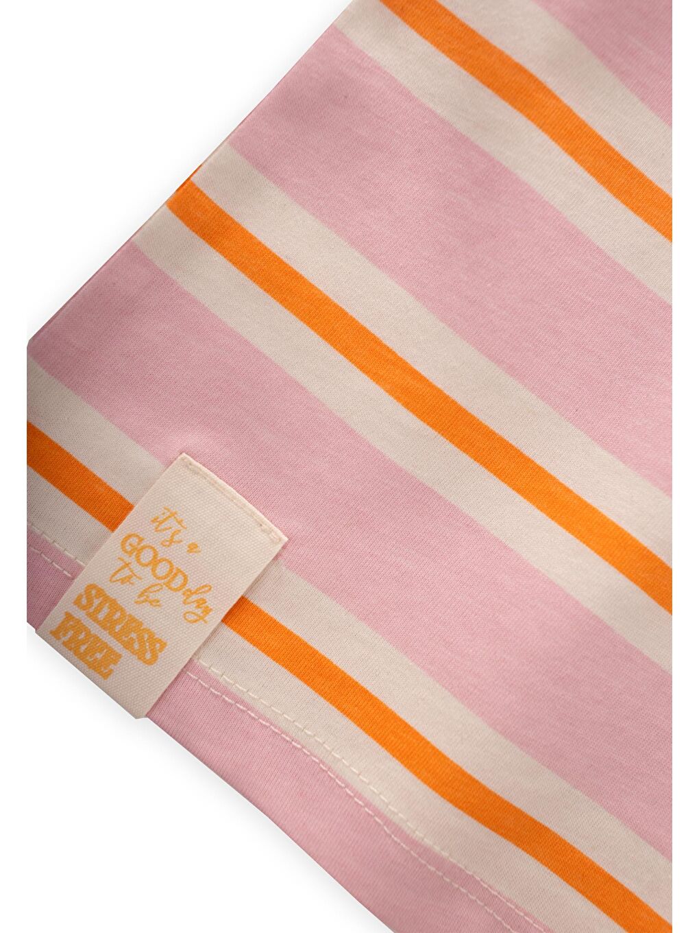 Çizgili Kız T-Shırt 2-10 Yaş Pembe Turuncu Çizgili-2