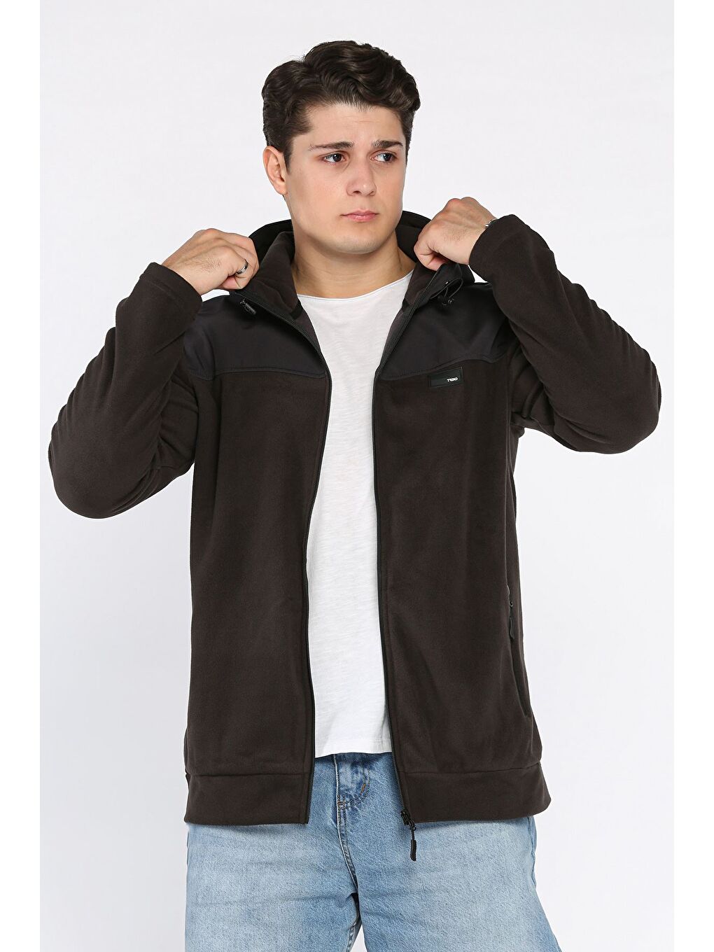 Antrasit Kapüşonlu Polar Sweatshirt