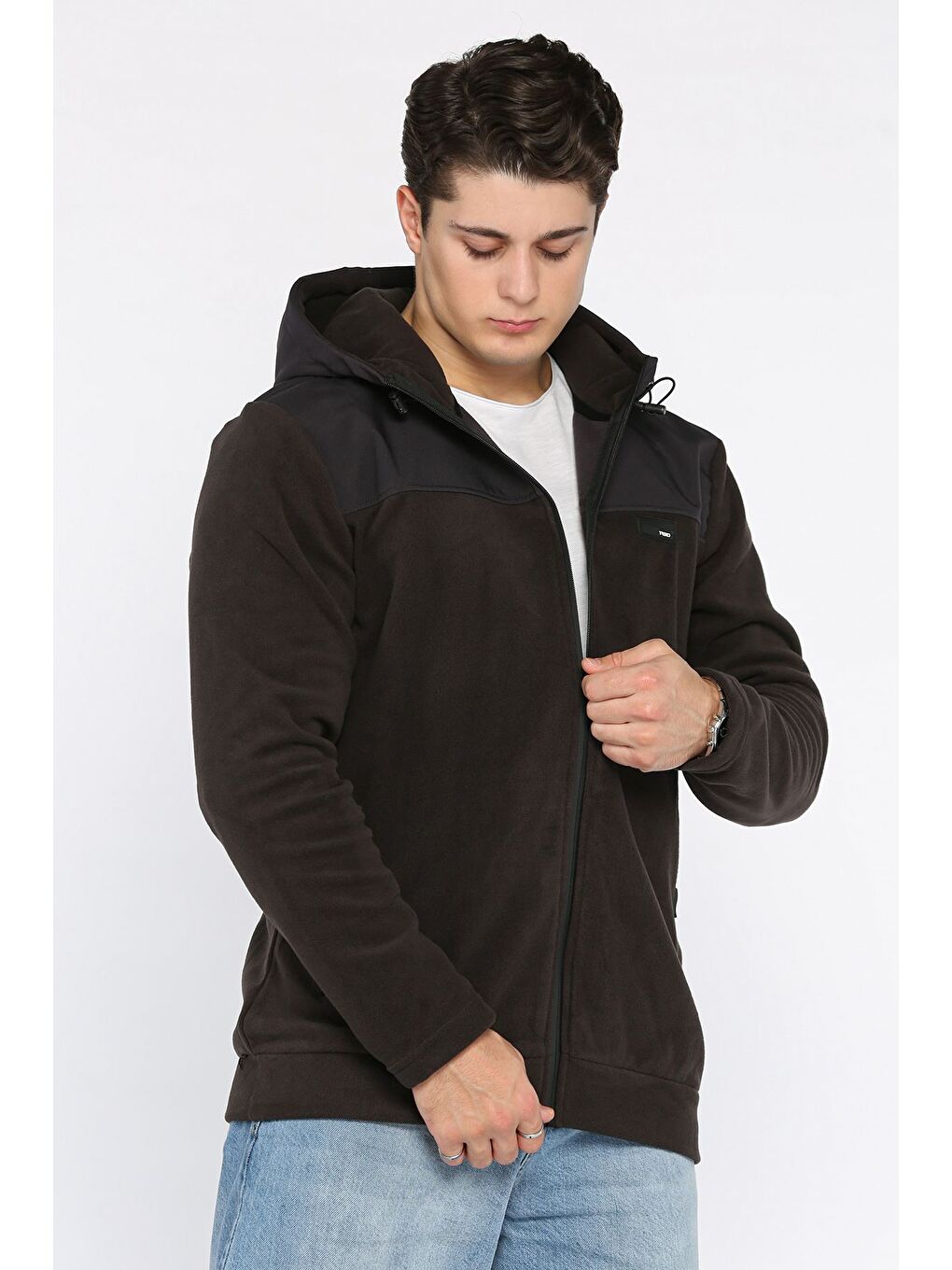 Antrasit Kapüşonlu Polar Sweatshirt-1